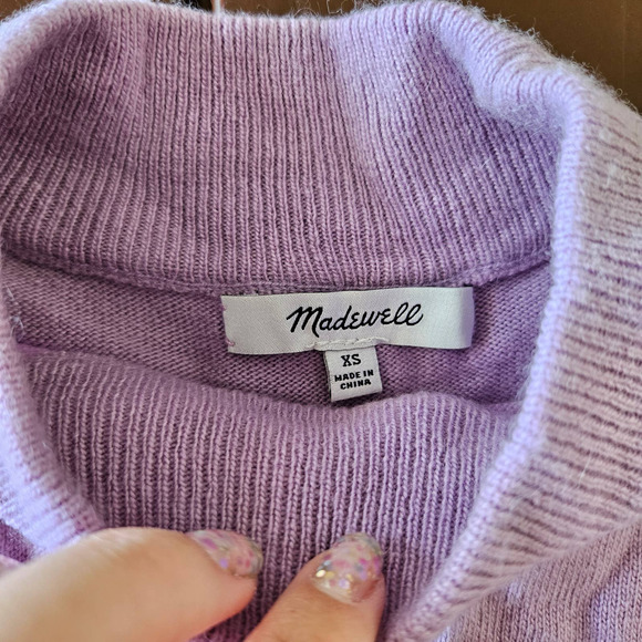 Madewell Women's Sz XS Lavender Mock Neck Wool & Alpaca Blend Sweater - Picture 8 of 9